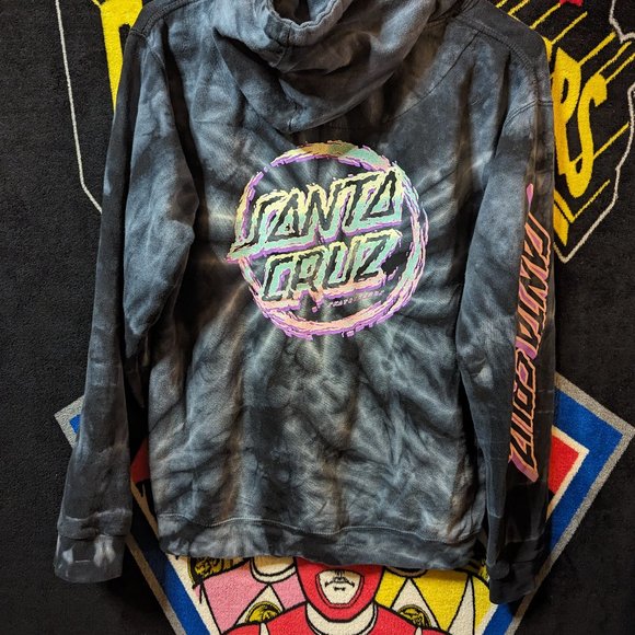 Santa Cruz Skateboards Gray Bleach Dye Pullover Hoodie size Small - Picture 5 of 6